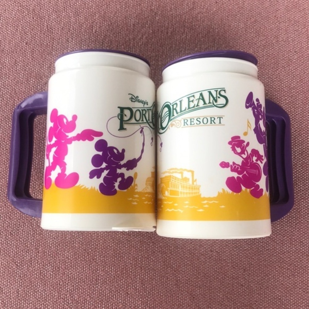 Vintage Disney Port Orleans Resort Whirley Travel Mug Set WDW USA